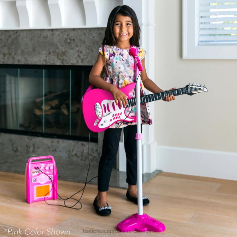4LT2283 Red Best Choice Products Kids Electric Guitar Toy Play Set w/ 6 Songs, Microphone, Amp