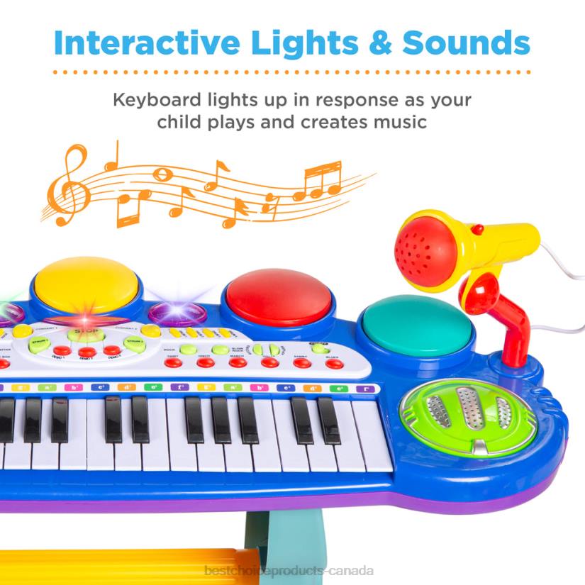 4LT2511 Blue Best Choice Products 37-Key Kids Electric Keyboard w/ Microphone, Stool