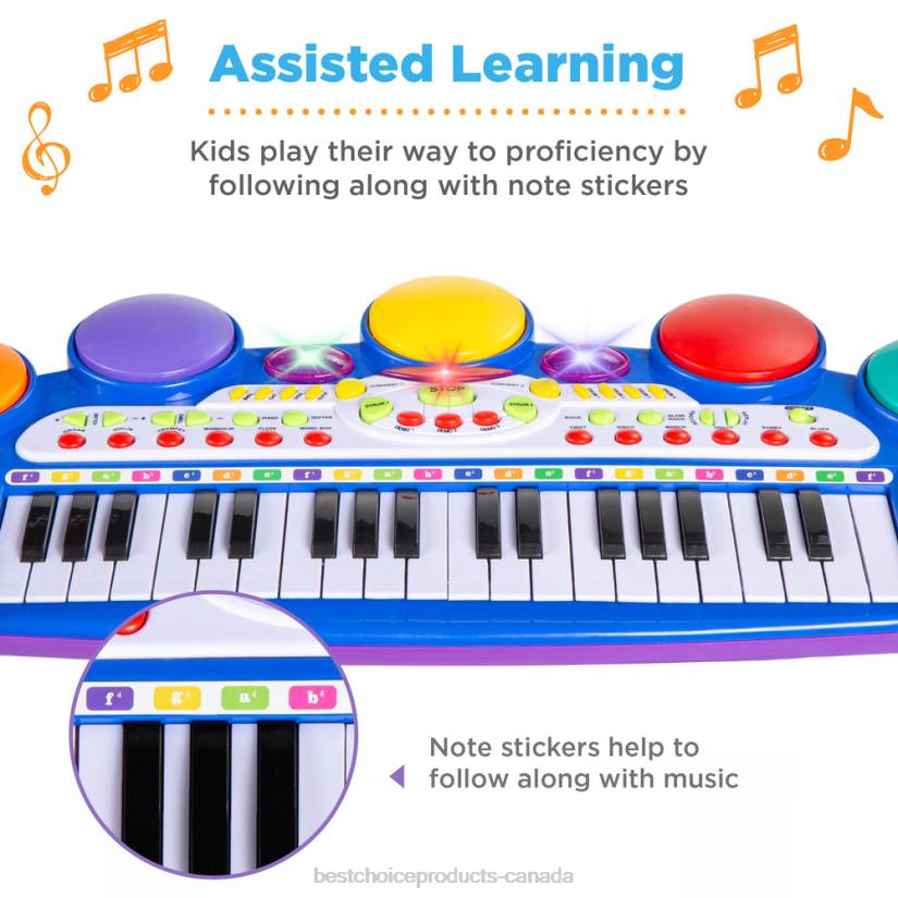 4LT2511 Blue Best Choice Products 37-Key Kids Electric Keyboard w/ Microphone, Stool